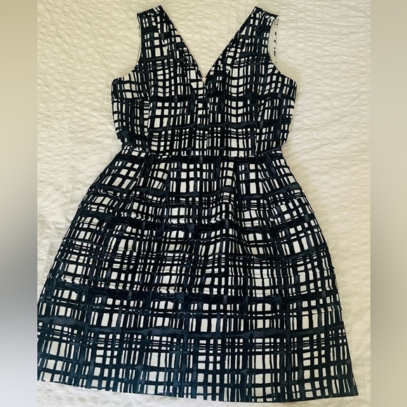 Madewell Plaid Navy Blue/ white dress sleeveless, above knee size 6 dress - Picture 1 of 9